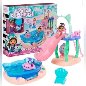 New Gabby's Dollhouse Gabby Girl's Purr-ific Pool Playset. Color Change. 10 Item